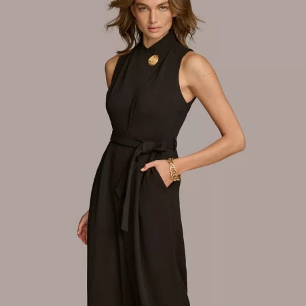Donna Karan New York Mock-Neck Belted Jumpsuit – Black – Size 4 – NWT - Picture 5 of 8